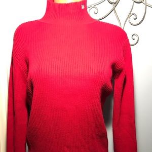 Vintage Ralph Lauren Polo Red Ribbed Signature Flag Sweater SZ M Y2K O9